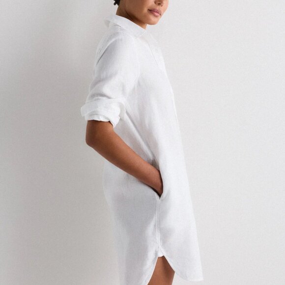 Quince 100% European Linen Shirt Dress - White - Medium - Picture 6 of 10